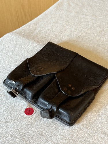 Austrian Steyr StG 58 Dual Magazine Pouch Stolla Wien Black Pebbled Leather FAL - Image 2