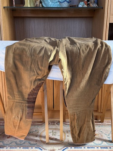1930s German Wehrmacht Breeches Brown Twill Jodhpurs Suede Knees Size 34 Hunting - Image 5