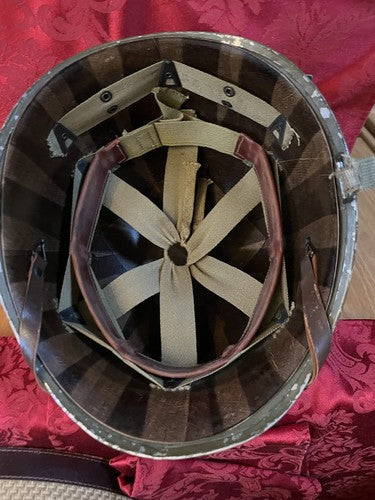 Original WW2 US GI Front Seam M1 Combat Helmet Swivel Bale Mint Liner Chin Strap - Image 2