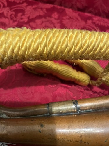 WW2 German Cavalry Copper Brass Bugle Golden Yellow Tassels Mouthpiece Original - Image 7