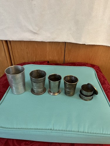 5 German WW2 Vintage Collapsible Drinking Cups Boy Scouts HJ German Eagle Logo