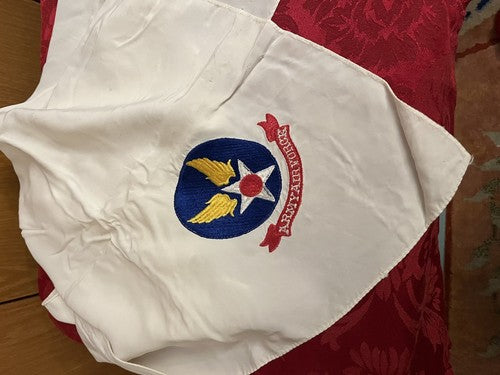 Early WW2 US Army Air Forces White Silk Scarf Embroidered Insignia Patch 28x32 - Image 6
