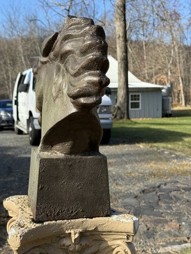 Vintage 1940s Cast Iron Large Horse Head Sculpture Greek Style Bust 38lb WWII - Image 10