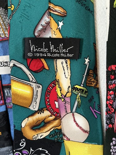 6 Vintage Silk Neckties Nicole Miller Looney Tunes Daffy Duck 1997 New Condition - Image 7
