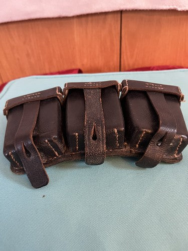 WW2 German Wehrmacht Black Leather K98 Mauser Ammo Pouch RB Nr O/0396/0027 - Image 9
