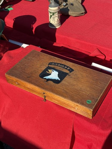 WW2 US Army 101st Airborne Officer Wooden Personal Effects Box Hand Painted Unit