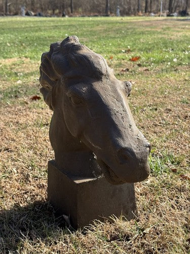 Vintage 1940s Cast Iron Large Horse Head Sculpture Greek Style Bust 38lb WWII - Image 2