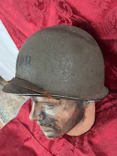 Rare US WW2 M1 Helmet 7AWR Stencil Front Seam Swivel Bale Kennedy Liner - Image 5