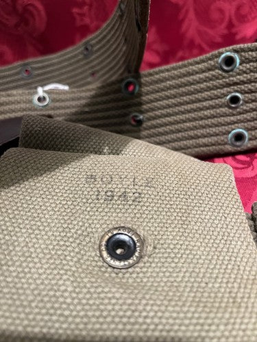 WWII US Army 1942 Sears 1911 Leather Holster Boyle Ammo Pouch Canvas Belt Mint