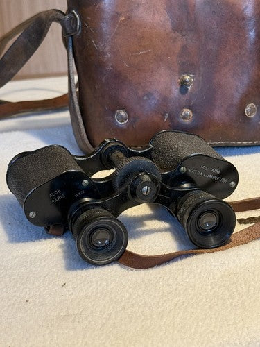 WW2 FRENCH MILITARY Binoculars Alce Paris Extra Lumineuse 1940 Leather Case - Image 10