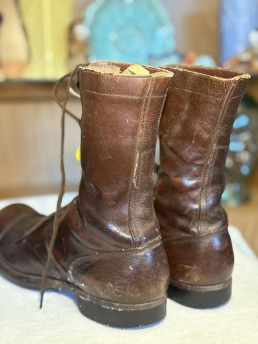 Original WW2 US Army Paratrooper Jump Boots Brown Leather Cap Toe Size 11.5 11 - Image 4