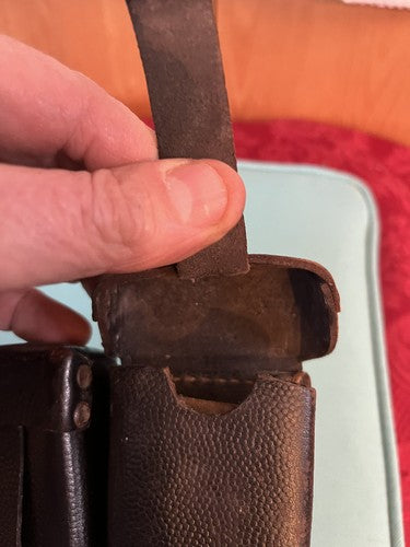 WW2 German Wehrmacht Black Leather K98 Mauser Ammo Pouch RB Nr 0/0671/0008 - Image 6