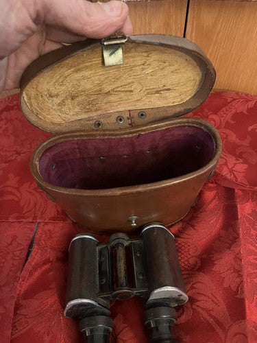 German WW1 WW2 C.P. Goerz Binoculars Leather Case DRP #3227 Made in Occupied - Image 9