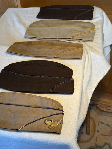 Lot 5 WW2 US Army & Army Air Corps USAAF Officer Garrison Overseas Caps Wool Tan - Image 2