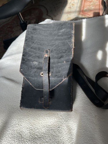German WW2 Black Leather MP28 Style Magazine Pouch 4-Cell Case Shoulder Strap - Image 3