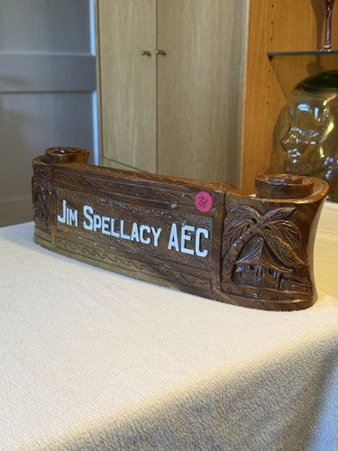 WW2 US Army Philippine Scouts Hand Carved Wood Desk Plaque Jim Spellacy AEC Mint