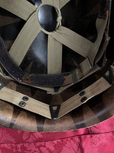 Rare US WW2 M1 Helmet 7AWR Stencil Front Seam Swivel Bale Kennedy Liner - Image 11