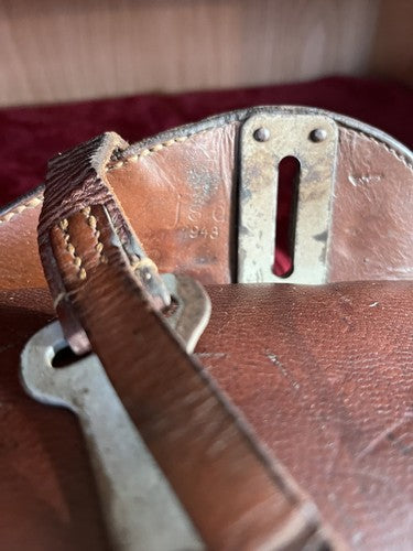 WW2 German Wehrmacht Cavalry Saddlebag Brown Leather JSO 1943 Eagle Stamped 5 - Image 7