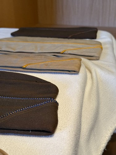 Lot 5 WW2 US Army & Army Air Corps USAAF Officer Garrison Overseas Caps Wool Tan - Image 3