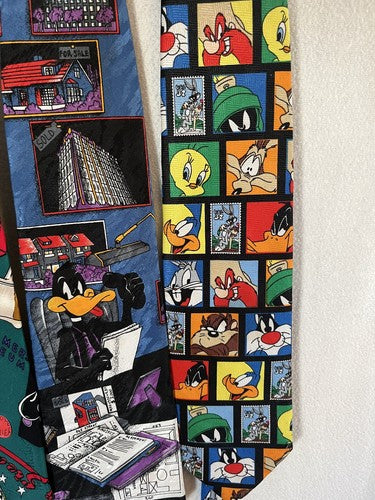 6 Vintage Silk Neckties Nicole Miller Looney Tunes Daffy Duck 1997 New Condition - Image 4