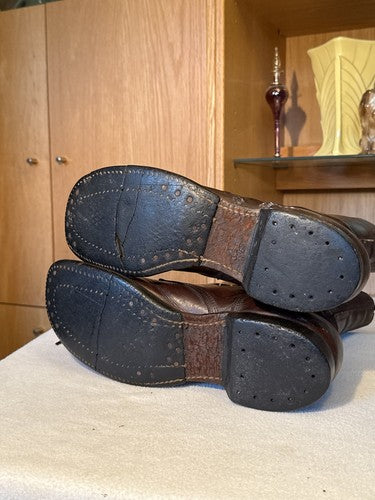 Original WW2 US Army Paratrooper Jump Boots Brown Leather Cap Toe Size 11.5 11 - Image 7