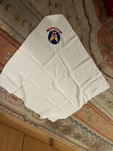 Early WW2 US Army Air Forces White Silk Scarf Embroidered Insignia Patch 28x32 - Image 2