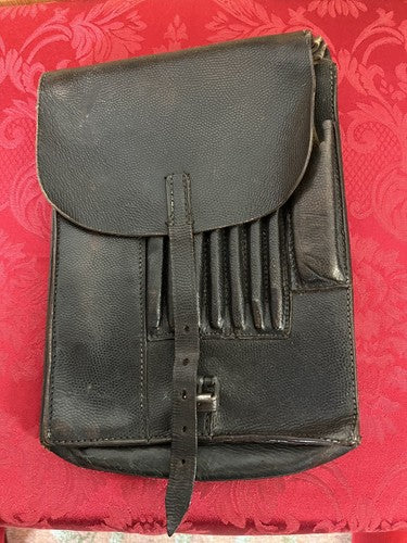 WW2 German Officer’s Map Case Black Pebbled Leather Hamburg Polizei Bag Pol Hbg