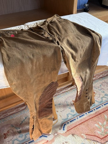 Rare Vintage 1930s Third Reich  Men's Brown Riding Breeches  Suede Knees Size 34 - Image 2
