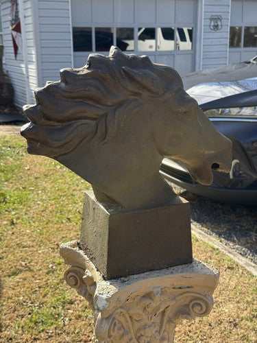 Vintage 1940s Cast Iron Large Horse Head Sculpture Greek Style Bust 38lb WWII - Image 12