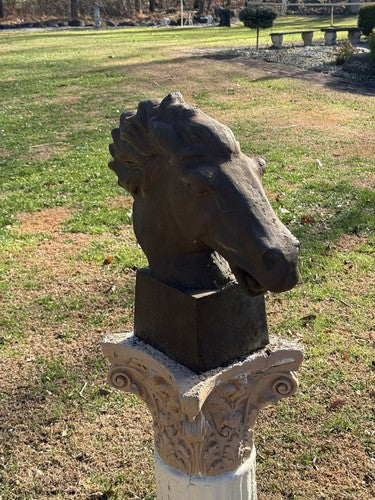 Vintage 1940s Cast Iron Large Horse Head Sculpture Greek Style Bust 38lb WWII - Image 6