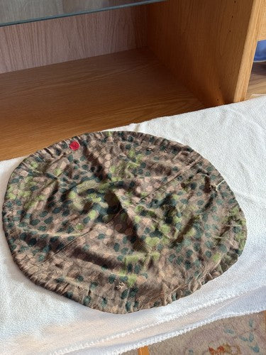 WW2 German Pea Dot 44 Camo HBT Helmet Cover Field Made Erbsenmuster Stamped - Image 3