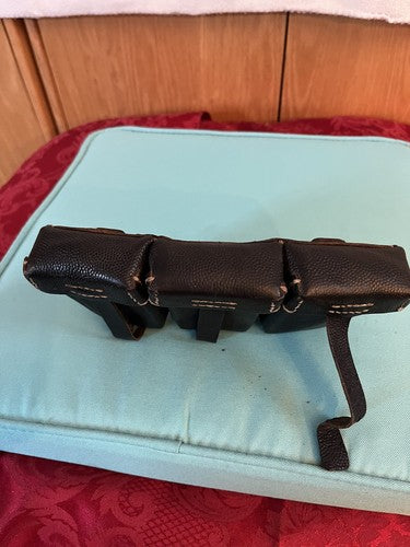 WW2 German Wehrmacht Black Leather K98 Mauser Ammo Pouch RB Nr 0/0671/0008 - Image 9