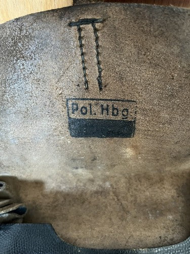 WW2 German Officer’s Map Case Black Pebbled Leather Hamburg Polizei Bag Pol Hbg - Image 3