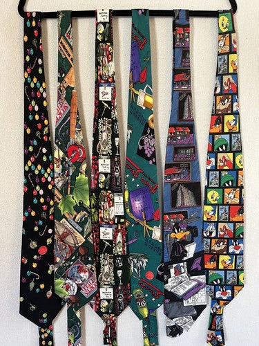 Vintage Silk Designer Neckties 4 Nicole Miller 2 Loony Tunes 1997 Never Worn