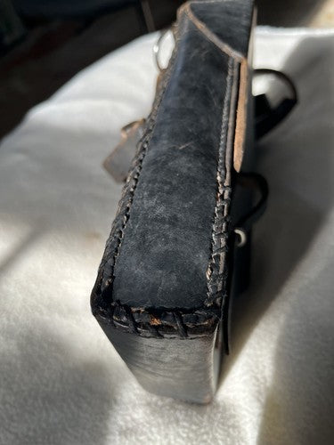 German WW2 Black Leather MP28 Style Magazine Pouch 4-Cell Case Shoulder Strap - Image 6