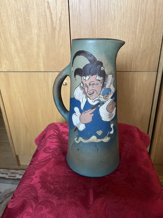 Early 20th C USA Weller Dickinsonware Pottery Pitcher Medieval Jester Rare Mint - Image 2