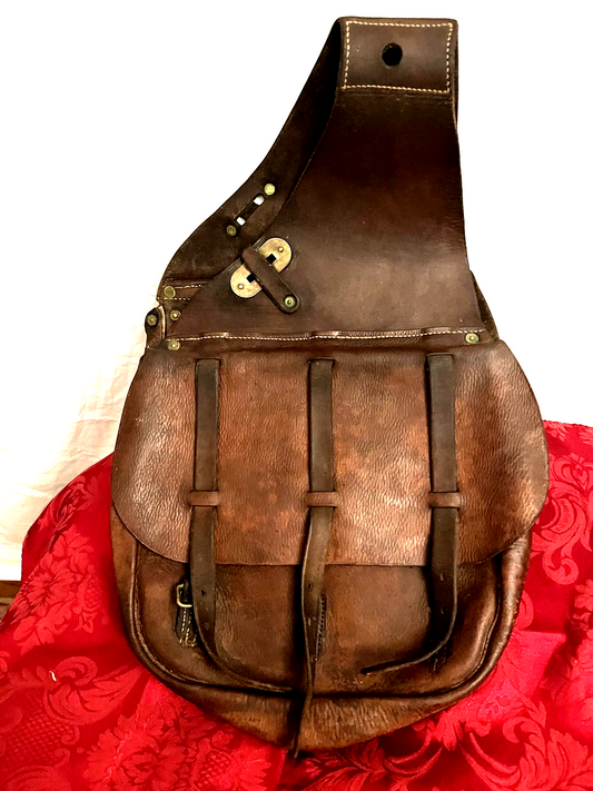 Original WW1 US McClellan Russet Leather Saddlebags Trooper Signed Cavalry Gear