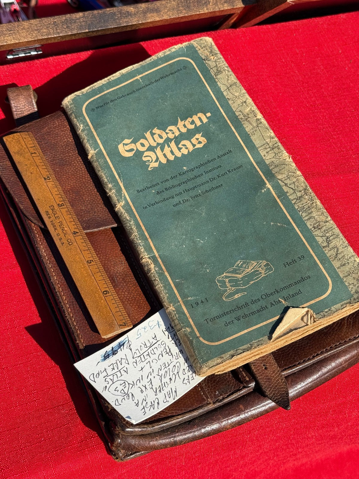 Mint Condition WW2 German Wehrmacht Officer's Map Case with 4'x4' Military Map - Image 5