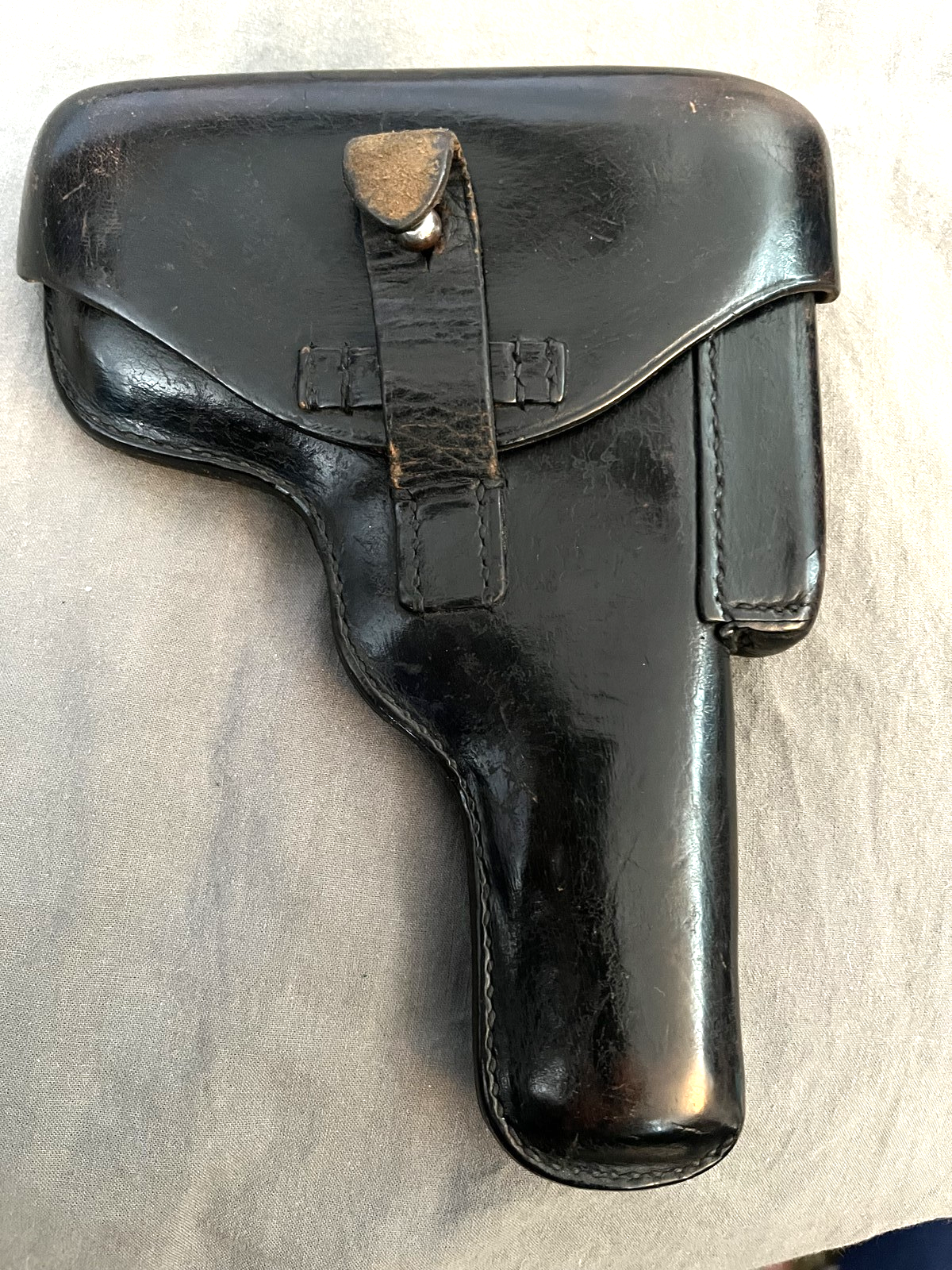 Original Belgian WW2 Browning Hi-Power P35 Black Leather Holster Mag Pouch 28739