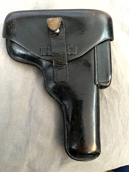 Original Belgian WW2 Browning Hi-Power P35 Black Leather Holster Mag Pouch 28739