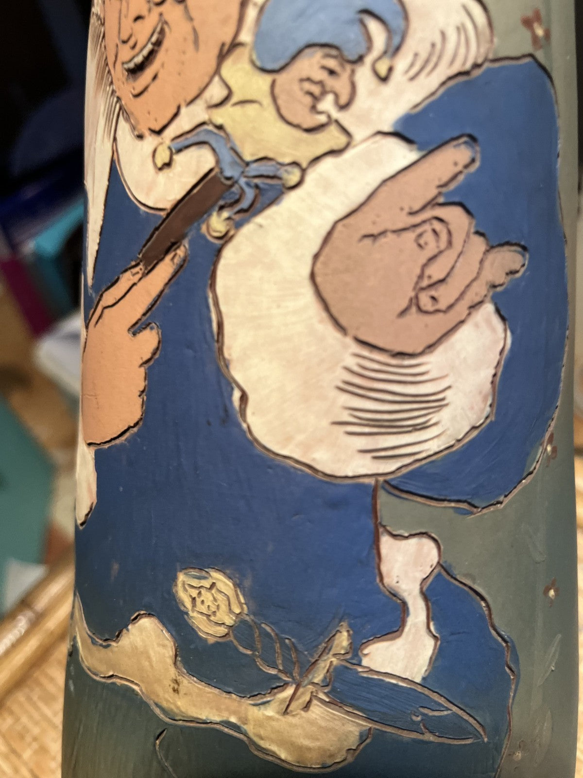 Early 20th C USA Weller Dickinsonware Pottery Pitcher Medieval Jester Rare Mint - Image 12