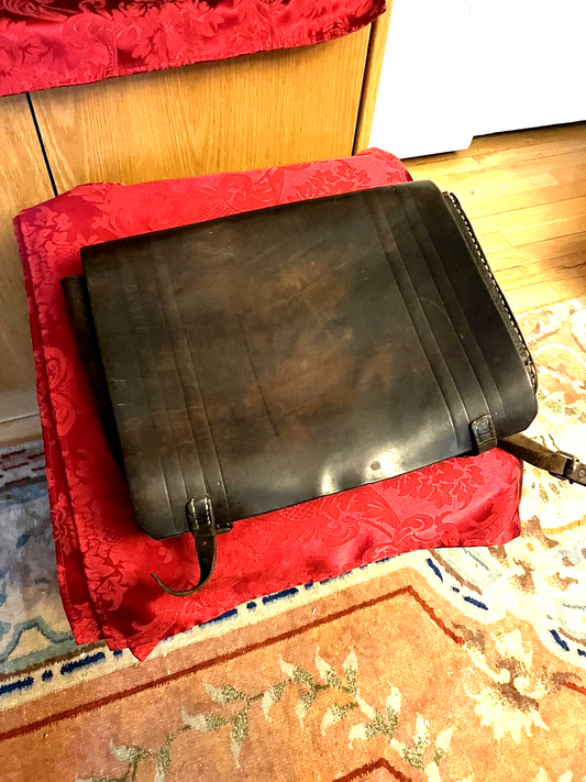 Pre-WW2 German Youth School Bag Backpack Brown Leather Signed Tin Drum Movie