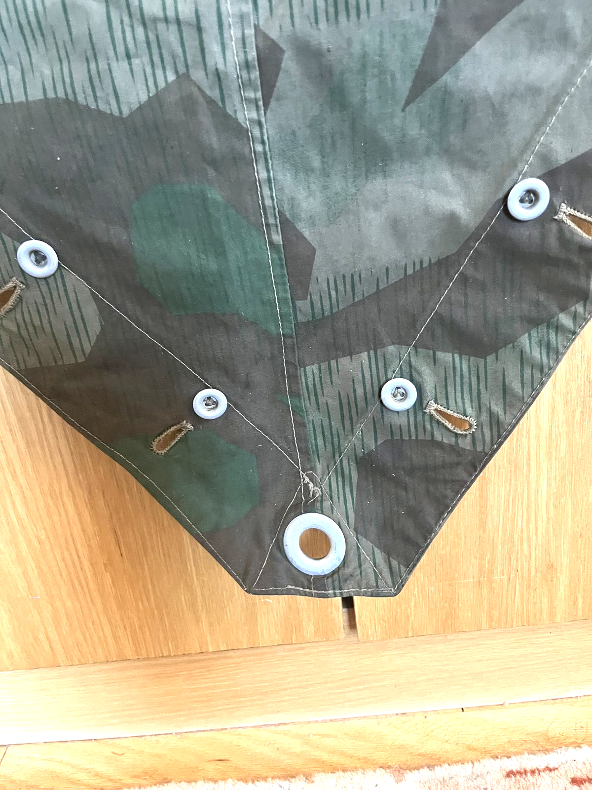 Original WW2 German Wehrmacht Canvas Zeltbahn Shelter Quarter Splinter Oak Camo - Image 3