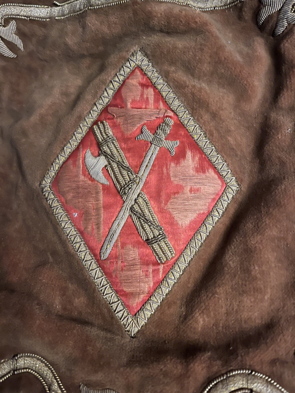 Mussolini Il Duce Trumpet Banner Guardia Pretoriana Personal Bodyguard Gold Silk - Image 9