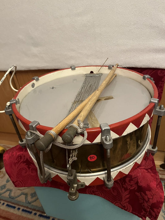 Early WW2 German Youth Marching Snare Drum Wood Rims Metal Shell Drumsticks