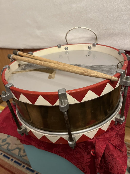 Early WW2 German Youth Marching Snare Drum Wood Rims Metal Shell Drumsticks